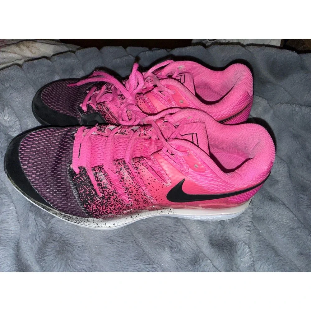 Nike Air Zoom Vapor X Knit Pink Black Tennis Shoes AA8027-605 Womens 11